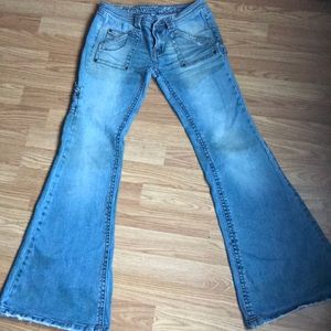 Industrial Cotton super flare stained denim